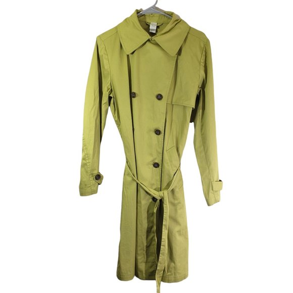 GARNET HILL Women's Small Green Solid Trench, Belted Jacket - Picture 2 of 8